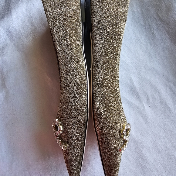 Larroude Lee Crystal-Embellished Lurex Flats Sz 11 - Picture 8 of 12